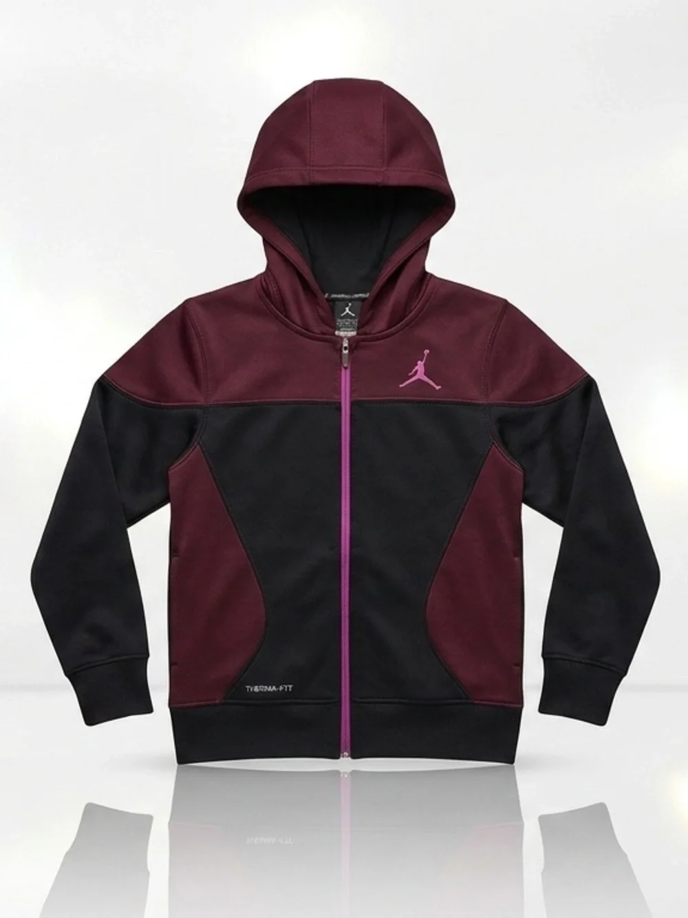 Jordan Girls Therma-FIT Zip Up Hoodie Jacket Burgundy Black Pink Activewear M